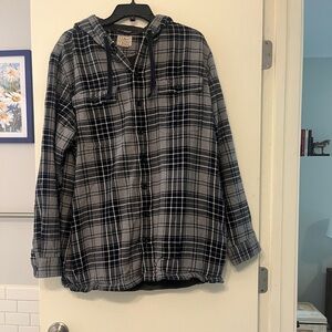LL Bean Traditional Fit Men’s Plaid Hoodie Jacket size large- tall